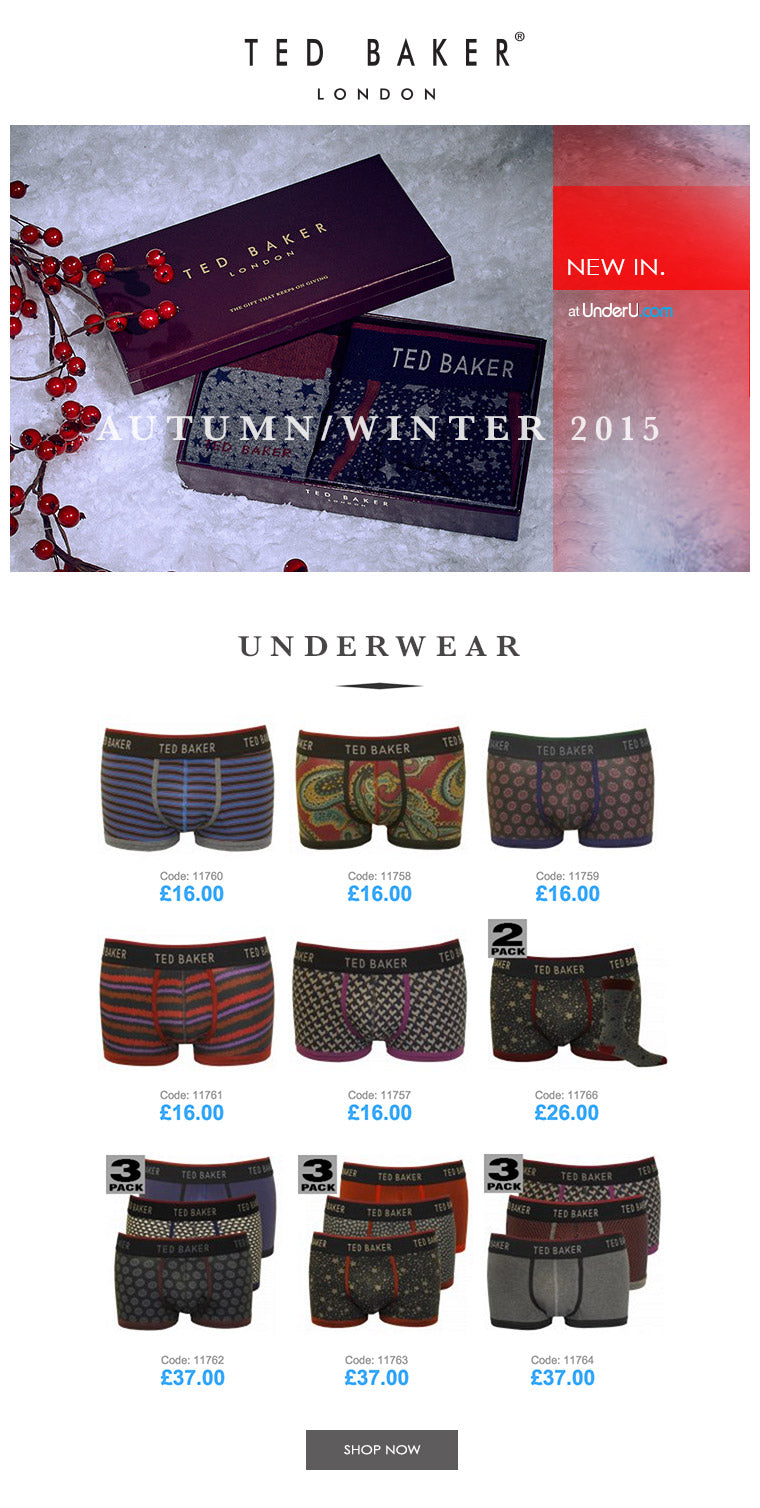 Ted Baker underwear AW15 collection | UnderU