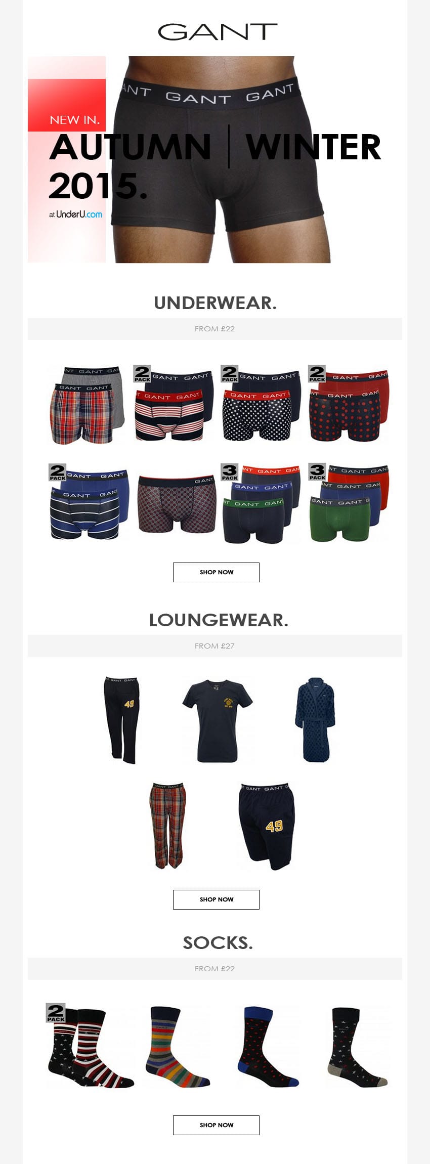 AW15 Gant Underwear & Loungewear Collection | UnderU