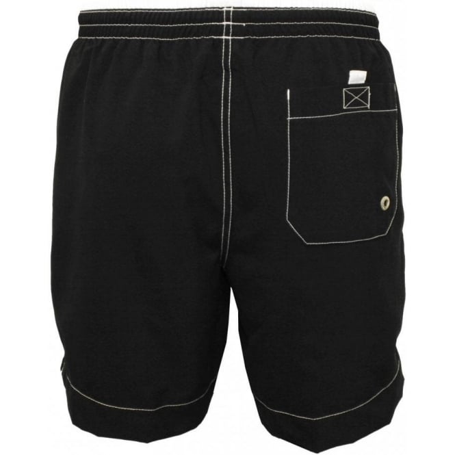 Contrast Waistband Swim Shorts, Black/White