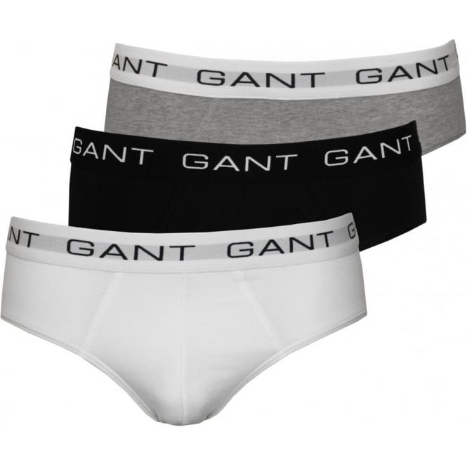 3-Pack Cotton Stretch Briefs, White/Black/Grey