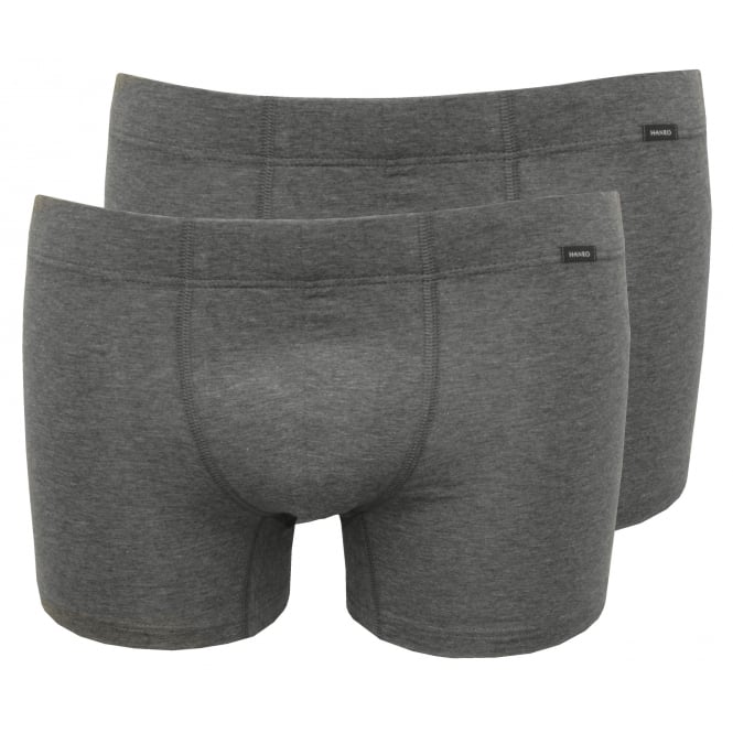 Cotton Essentials 2-Pack Boxer Trunks, Grey Melange