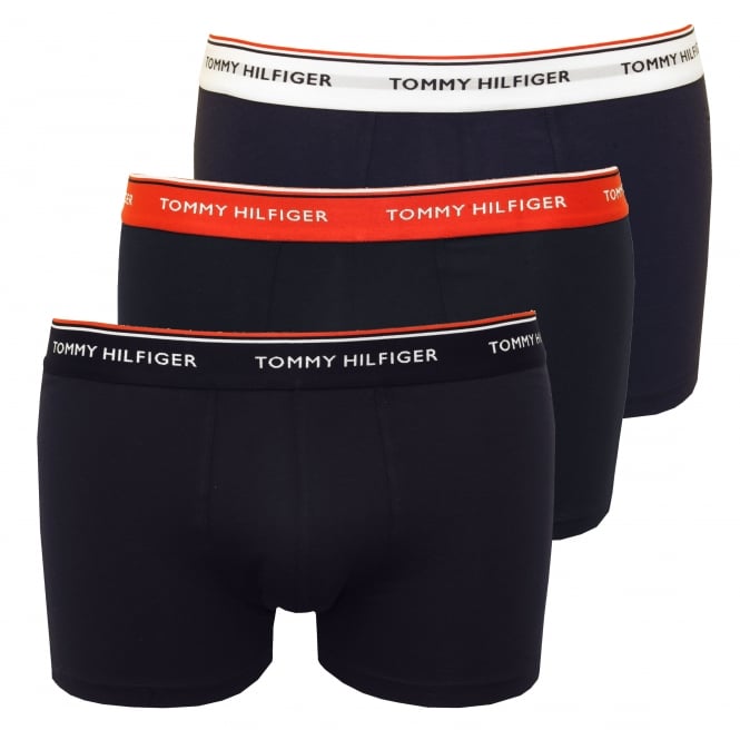 3-Pack Premium Essentials Boxer Trunks, Navy with red/white/navy