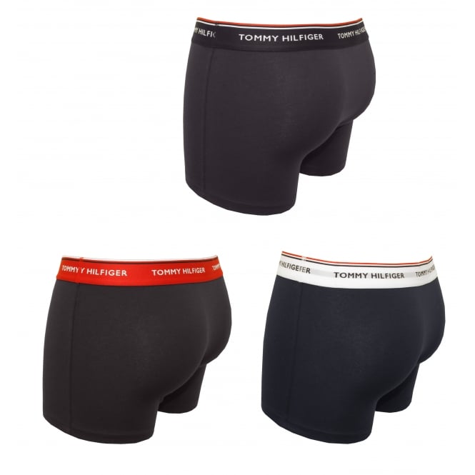 3-Pack Premium Essentials Boxer Trunks, Navy with red/white/navy