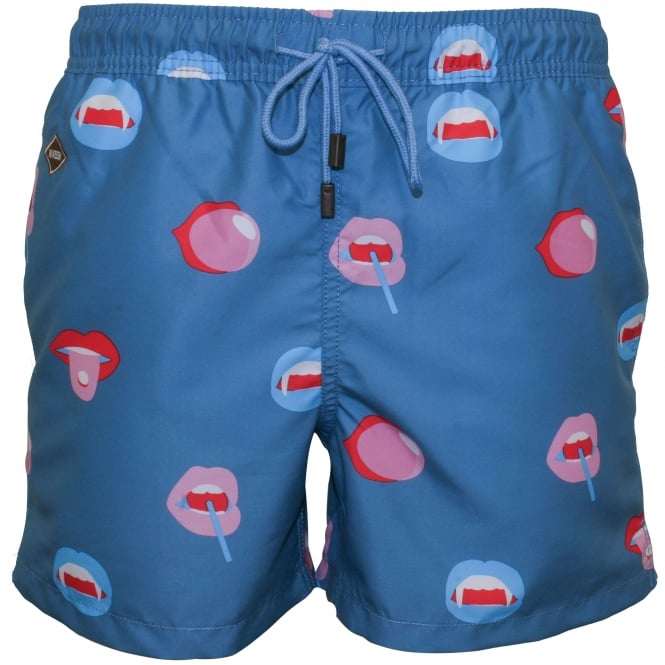 Big Mouth Swim Shorts, Teal Blue