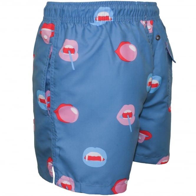 Big Mouth Swim Shorts, Teal Blue