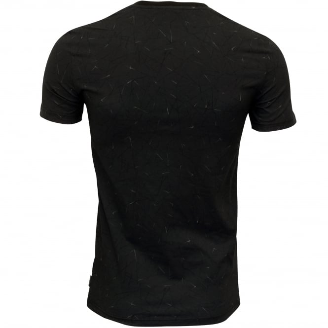 Black Fantasy Stretch Cotton Crew-Neck T-Shirt, Black