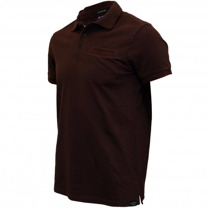 Premium Pique Polo Shirt with pocket and contrast rib details, Burgundy