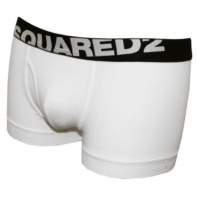 Angled Logo Low-Rise Boxer Trunk, White/black