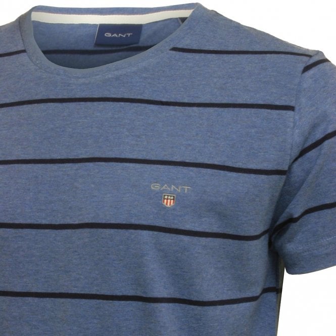 Breton Stripe Crew-Neck T-Shirt, Denim Blue Melange