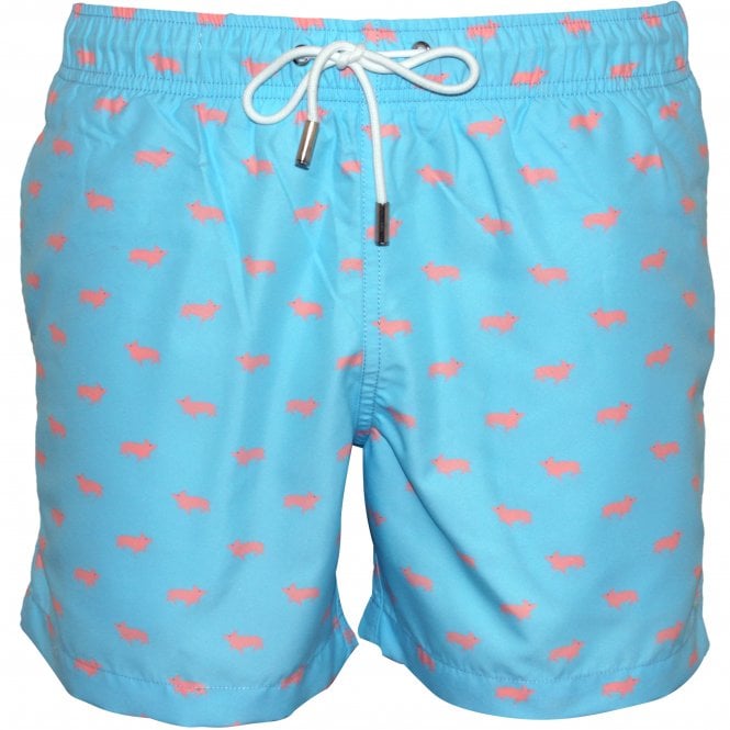 Swimming Pigs Swim Shorts, Ocean Blue