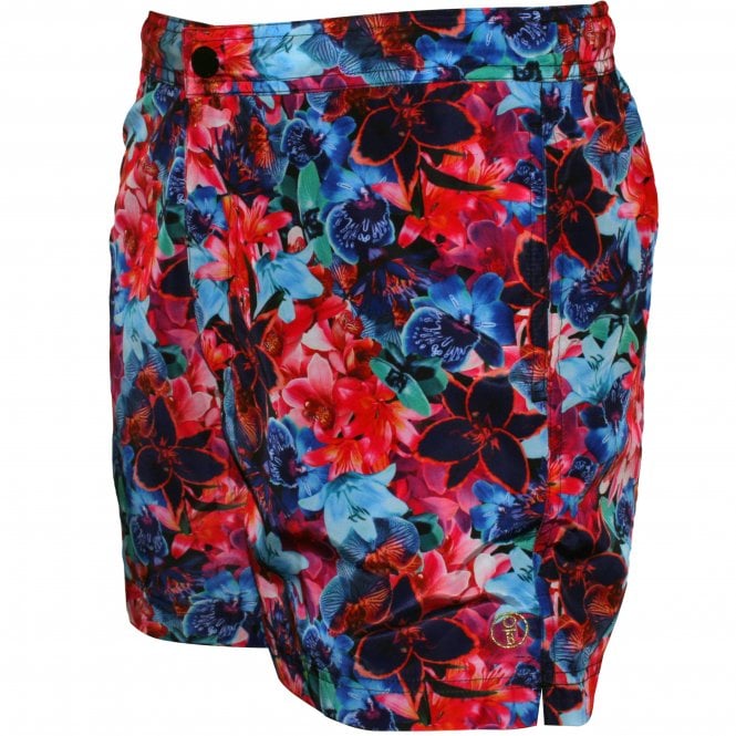 South Cape Floral Print Swim Shorts, Blue/Pink