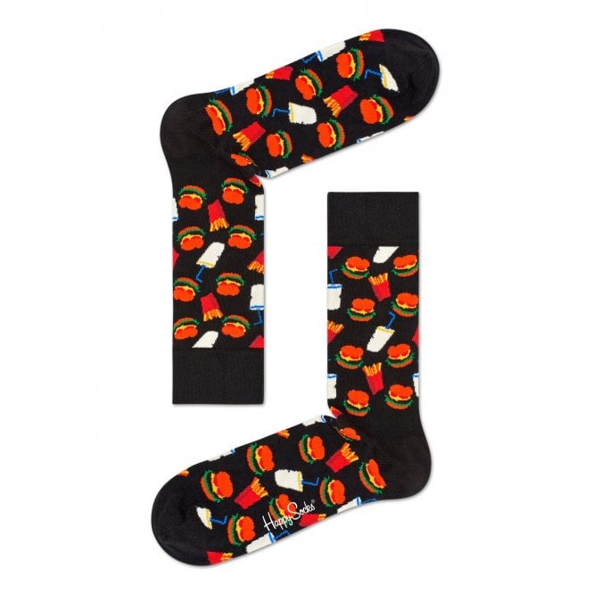 Hamburger & Fries Socks, Black/multi