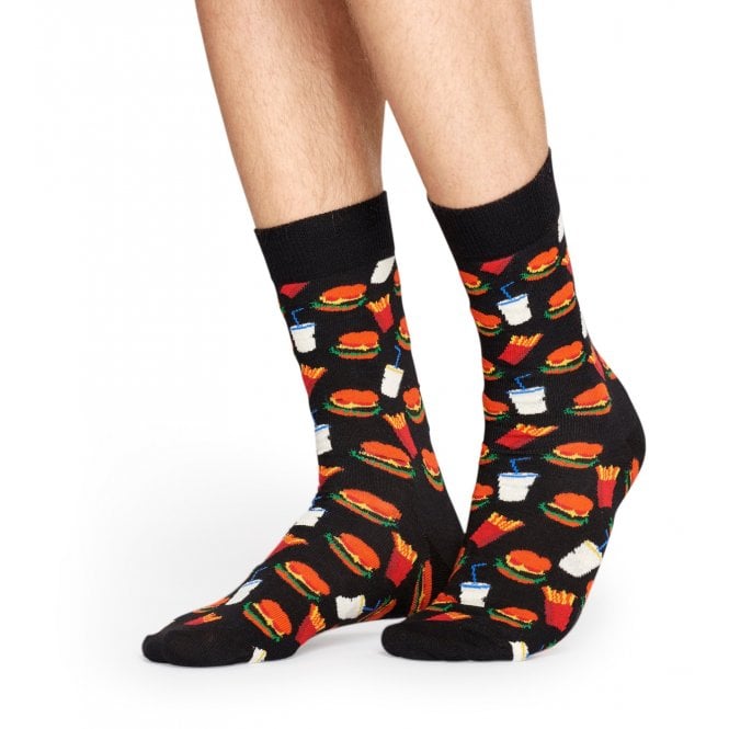 Hamburger & Fries Socks, Black/multi