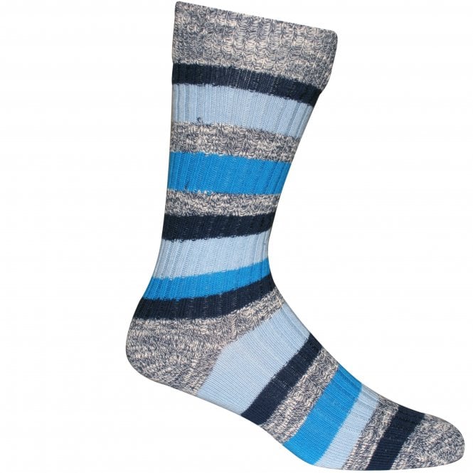 Slub Stripes Socks, Blue Jeans Melange