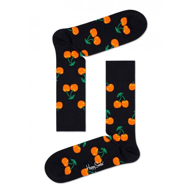 Cherry Socks, Black/orange