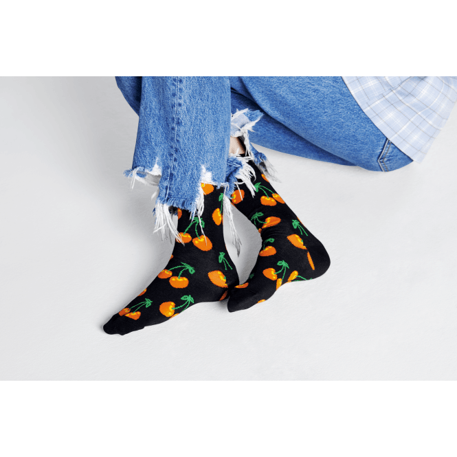 Cherry Socks, Black/orange