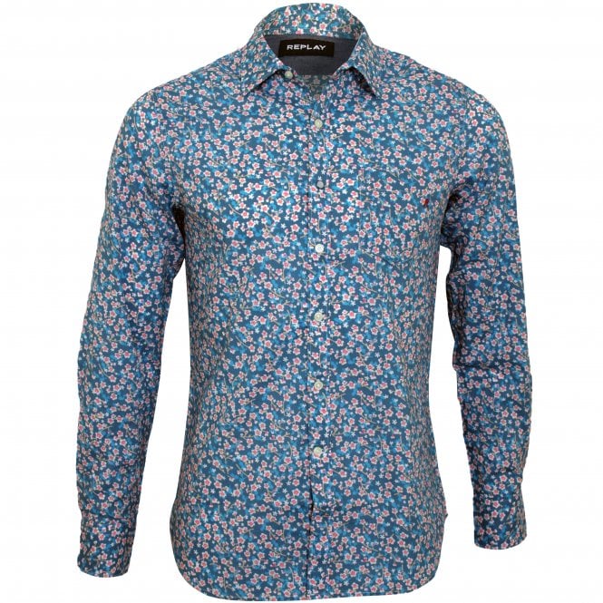 Micro Flowers Shirt, Blue