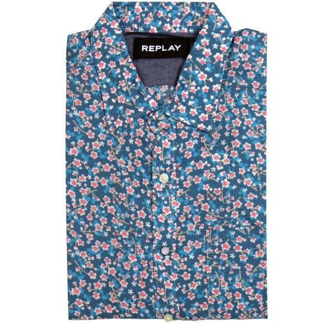 Micro Flowers Shirt, Blue