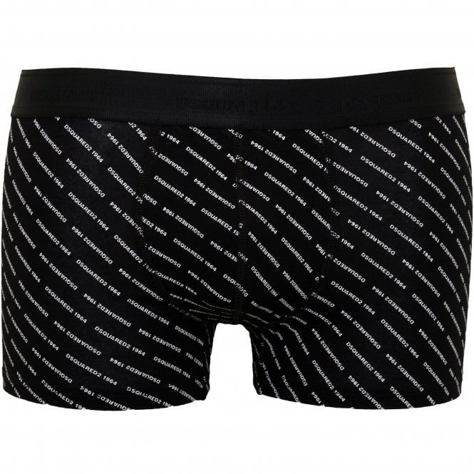 Repeat Logo Print Boxer Trunk, Black