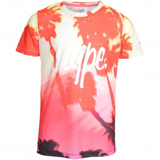 Boys Tropic Fade Crew-Neck T-Shirt, Orange/multi