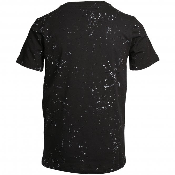 Boys Speckle Crew-Neck T-Shirt, Black/white