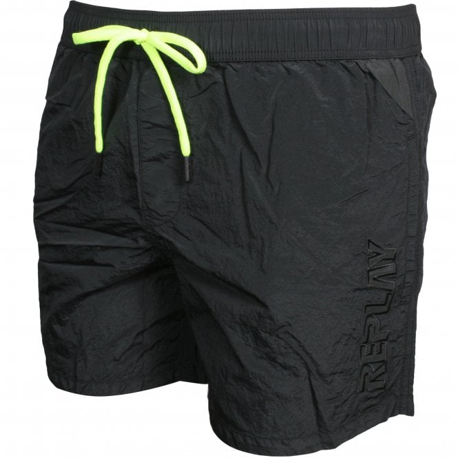 Luxe Side Tonal Logo Swim Shorts, Black