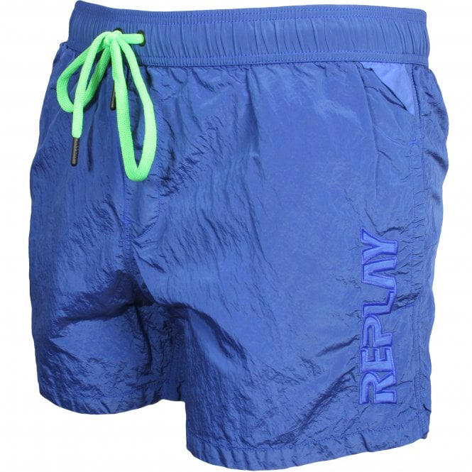 Luxe Side Tonal Logo Swim Shorts, Blue