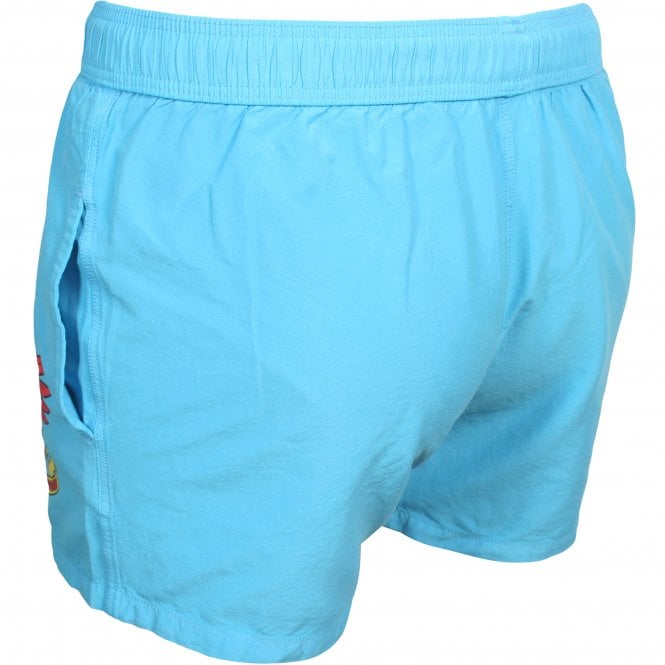 Luxe Tiger Print Swim Shorts, Sky Blue