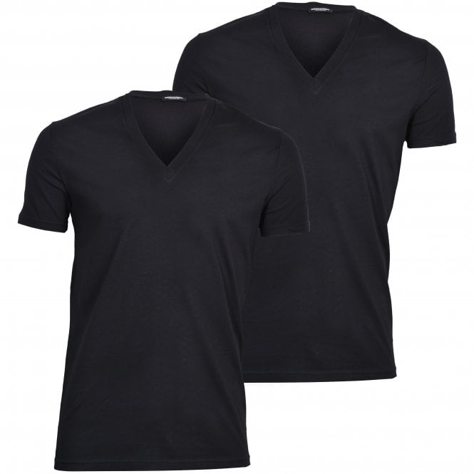 2-Pack Basic V-Neck T-Shirts, Black