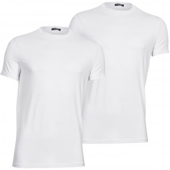 2-Pack Modal Stretch Crew-Neck T-Shirts, White