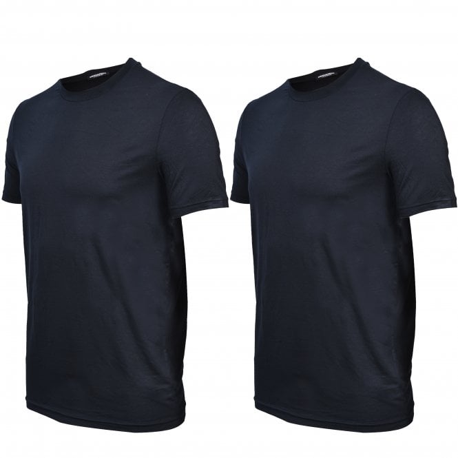 2-Pack Modal Stretch Crew-Neck T-Shirts, Black