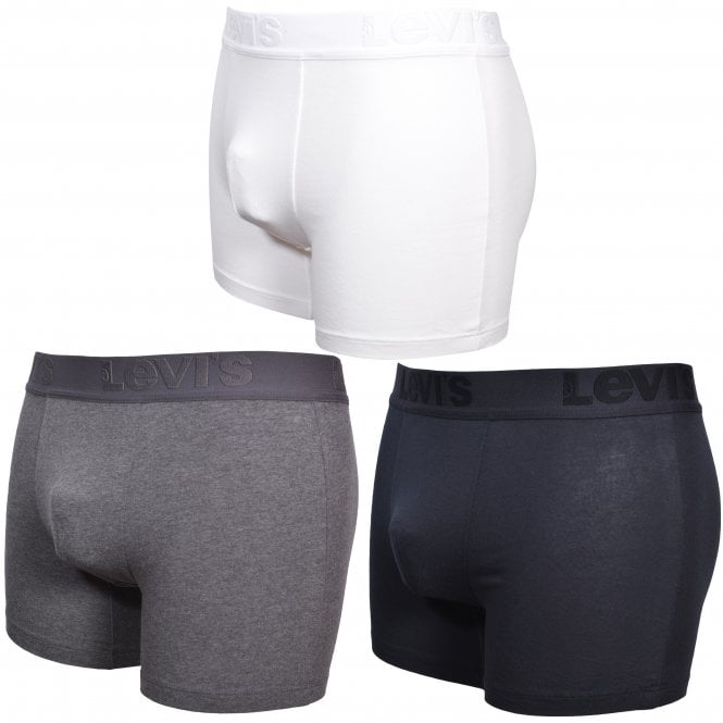 3-Pack Premium Boxer Briefs, Black/White/Grey