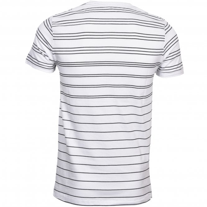 Striped Crew-Neck Pocket T-Shirt, White/navy