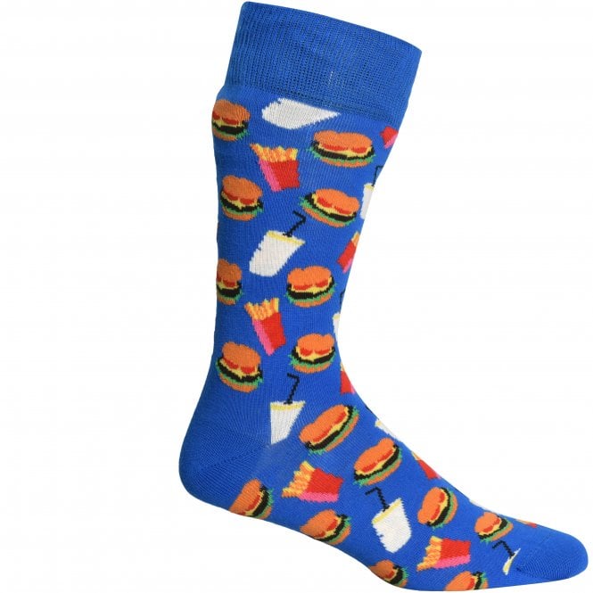 Hamburger & Fries Socks, Blue