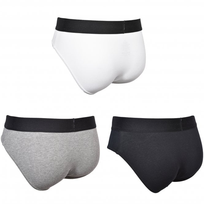 3-Pack Retro Logo Briefs, Black/White/Grey