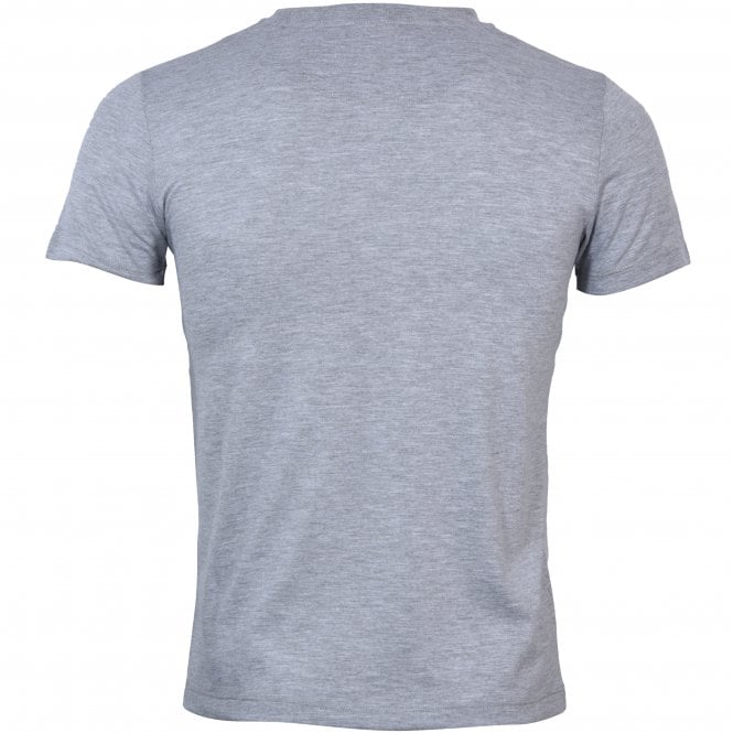 Boys Crew-Neck Block Logo T-Shirt, Grey Melange