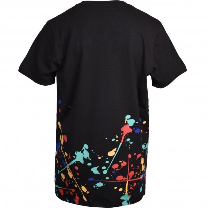 Boys Crew-Neck Paint Splatter T-Shirt, Black