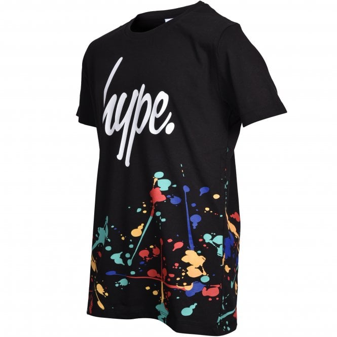 Boys Crew-Neck Paint Splatter T-Shirt, Black