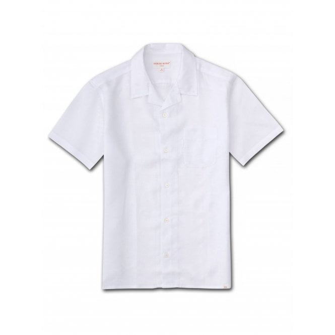 Monaco Pure Linen Short-Sleeve Shirt, White