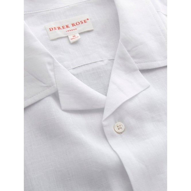 Monaco Pure Linen Short-Sleeve Shirt, White