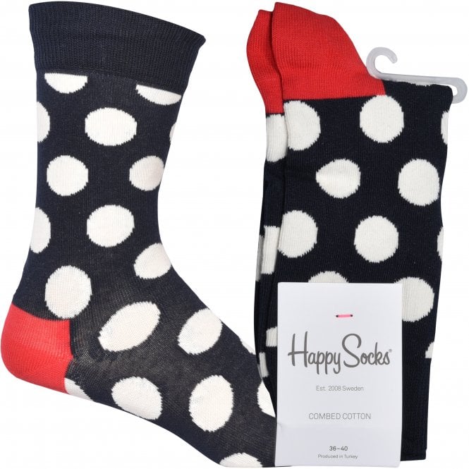 Big Dot Socks, Navy/White