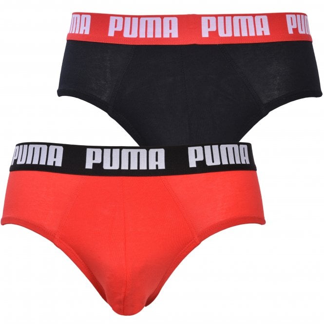 Puma 2-Pack Coloured Waistband Boxer Briefs, Red/Black