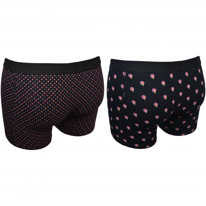 2-Pack Dot and Ditsy Print Boxer Briefs, Black