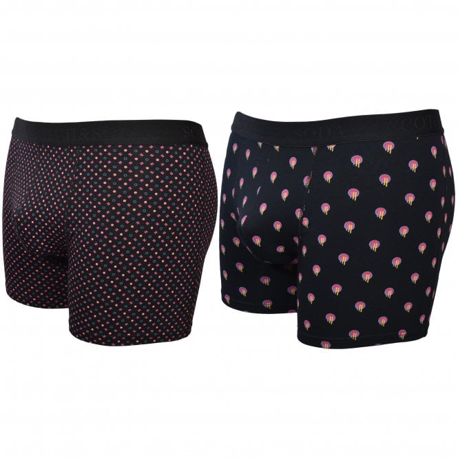 2-Pack Dot and Ditsy Print Boxer Briefs, Black