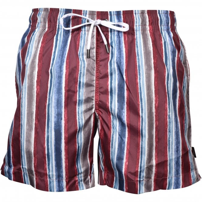 Coloured Stripes Swim Shorts, Berry