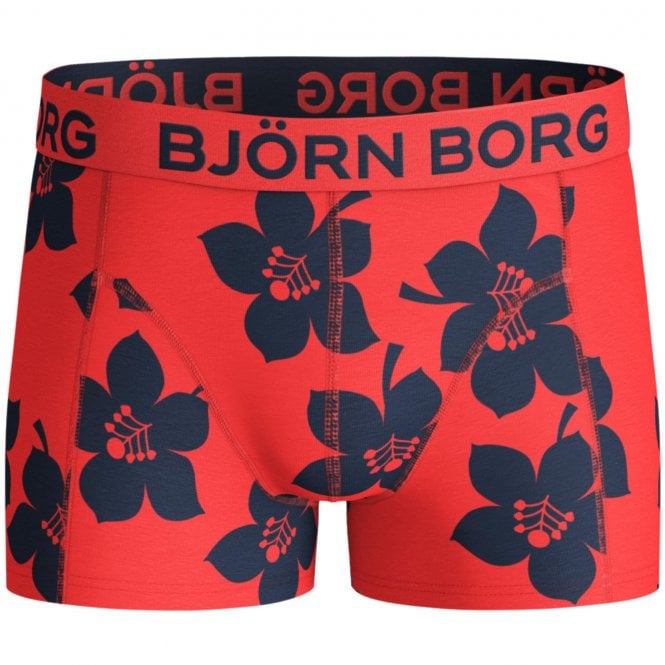 2-Pack Tennis Match & Floral Boys Boxer Trunks, Black/Coral