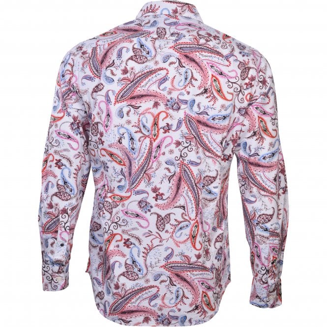 Paisley Print Shirt, White/Pink