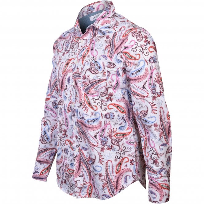 Paisley Print Shirt, White/Pink