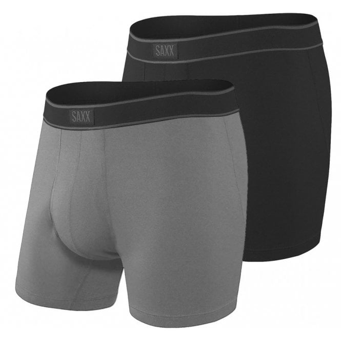 Saxx Droptemp Cooling Cotton Boxer Brief Fly 3 Pack | Black/Dark Grey  Heather/India Ink (BDI)