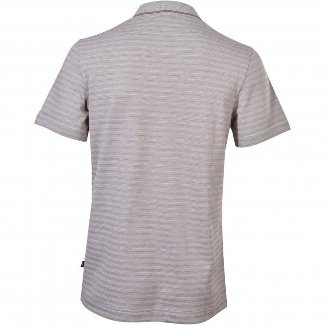 Shadow Stripe Pima Cotton Jersey Polo Shirt, Heather Beige